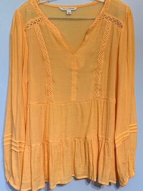 Zac & Rachel woman bright yellow boho babydoll blouse long sleeve large